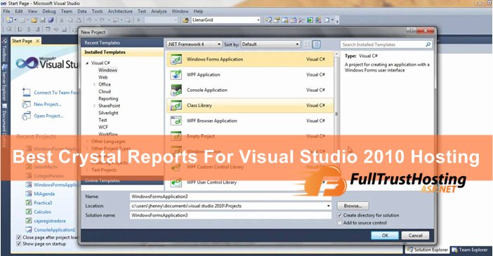 Best Crystal Reports for Visual Studio 2010 Hosting